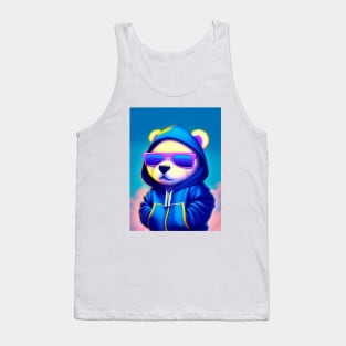 Cute Teddy Bear wearing hoodie and sunglasses Tank Top